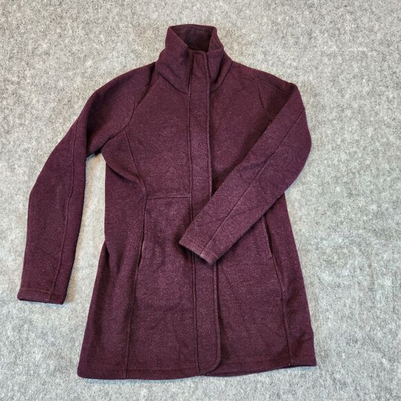 Kuhl Highland Long Jacket Women S Purple Coat ALFPACA Fleece Zip Snap Pockets - Picture 1 of 13